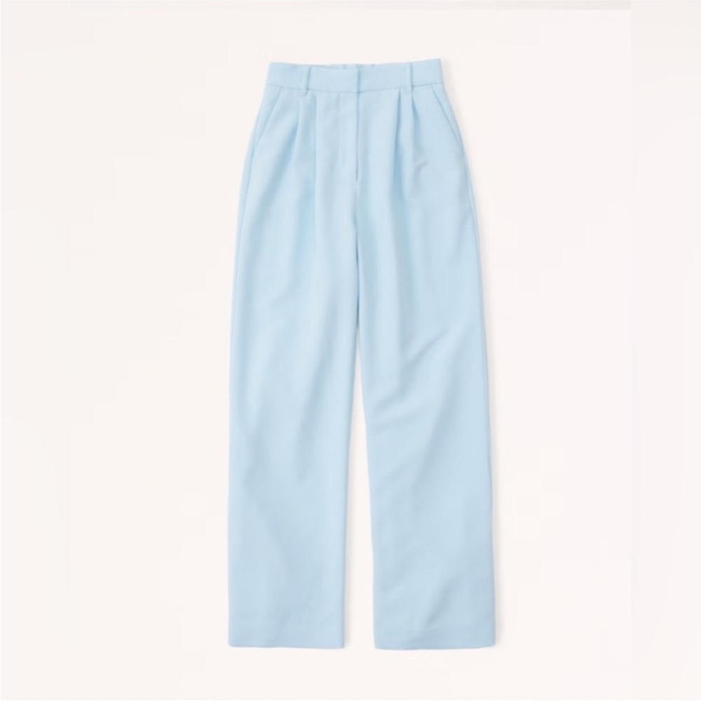 Abercrombie & Fitch Sloan Tailored Wide Leg Pant in Light Blue - Picture 3 of 10